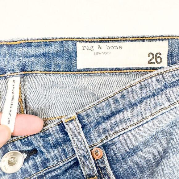 Rag & Bone Dre Low-Rise Slim Boyfriend Raw Hem Denim Jeans Size 26 - Picture 7 of 9